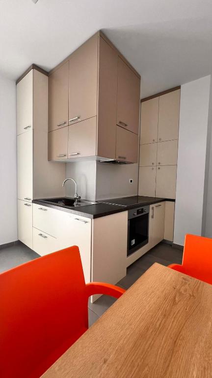 Kuchyň nebo kuchyňský kout v ubytování Hotel Brilant