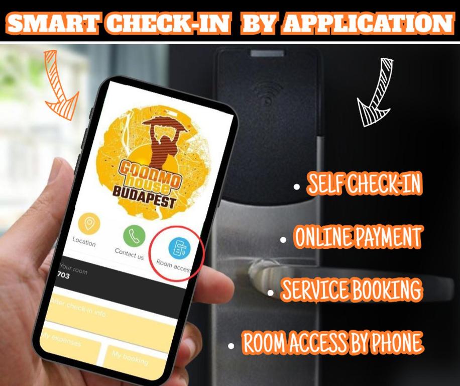 Certifikát, hodnocení, plakát nebo jiný dokument vystavený v ubytování GoodMo Budapest Smart Rooms