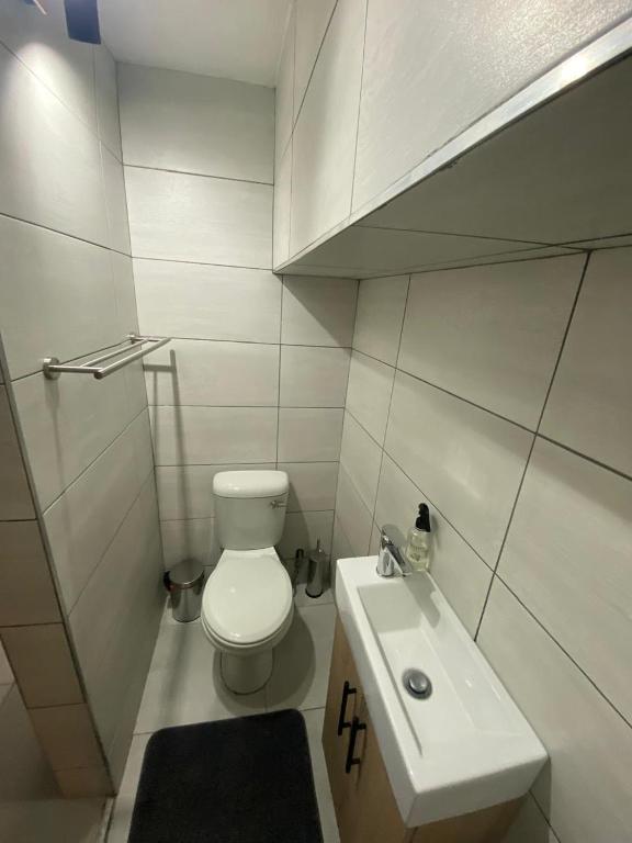 un piccolo bagno con un water e un lavandino di The Hideaway a Nelspruit