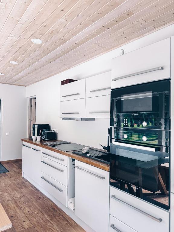 Kuchyň nebo kuchyňský kout v ubytování Villa Männituka