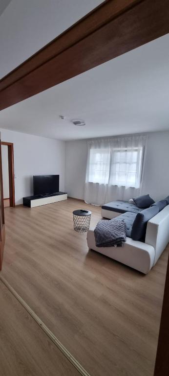 a living room with a couch and a flat screen tv at FeWo JoSa in Kappel-Grafenhausen