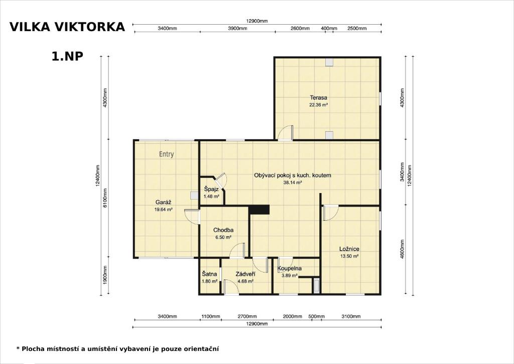 Půdorys ubytování Vilka Viktorka