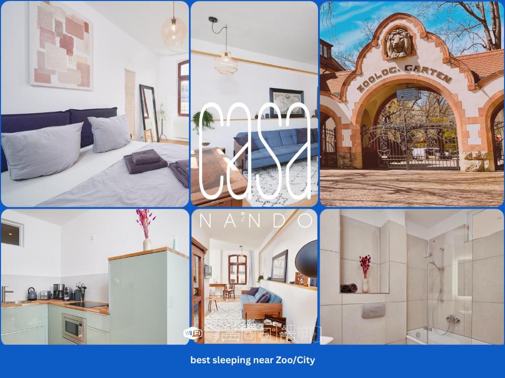 Postel nebo postele na pokoji v ubytování casanando LaMaison - Exklusiv in ruhiger Zoo und Citylage