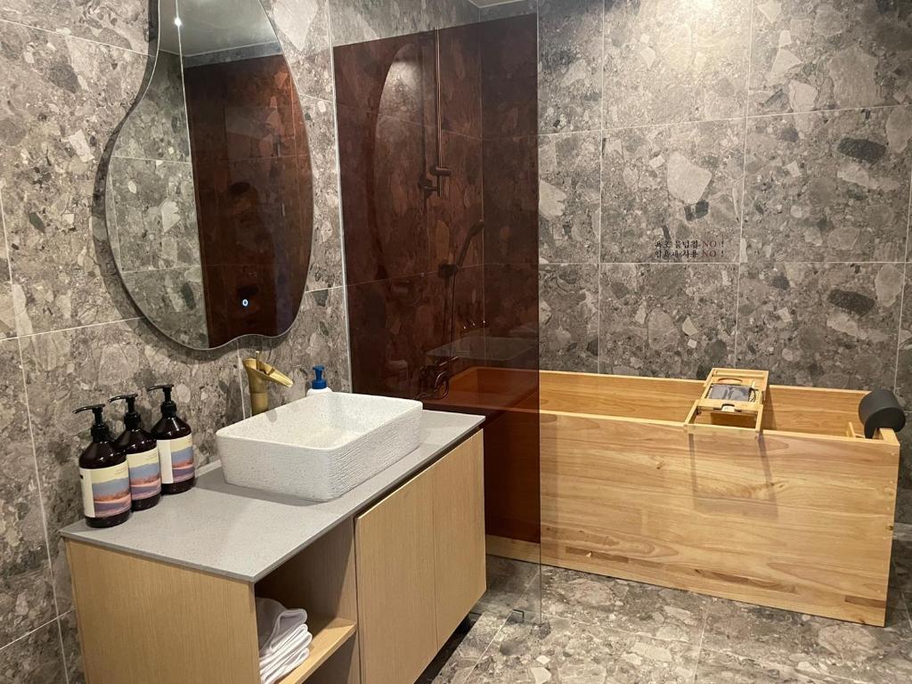 Koupelna v ubytování Hotel Badada
