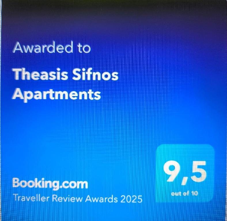 Certifikát, hodnocení, plakát nebo jiný dokument vystavený v ubytování Theasis Sifnos Apartments