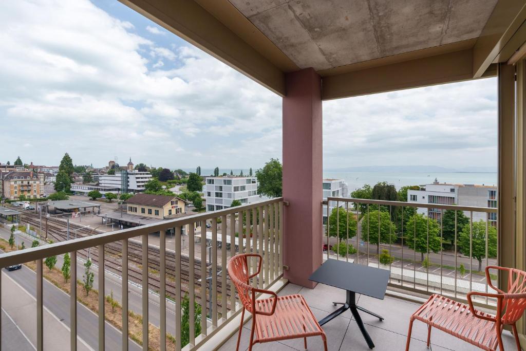 Balkón nebo terasa v ubytování b-smart hotel Arbon
