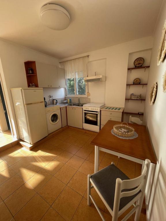 Kuchyň nebo kuchyňský kout v ubytování Plastiras Sea View Apartments