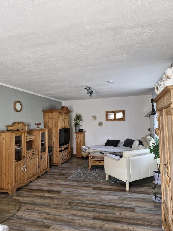 Postel nebo postele na pokoji v ubytování Ferienhaus Alpakahof Goslar