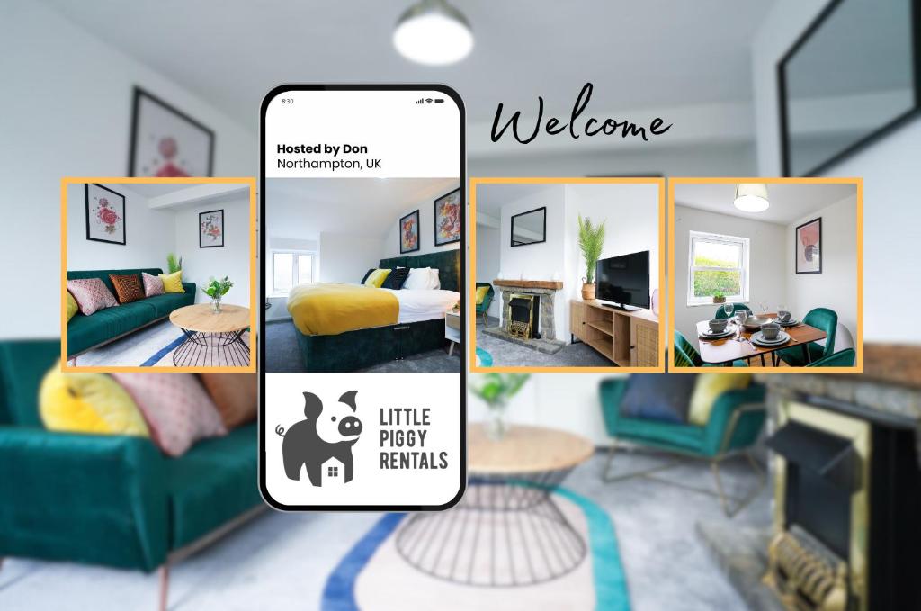 Postel nebo postele na pokoji v ubytování 3 Bedroom Home By Littlepiggyrentals Short Lets & Serviced Accommodation Northampton With Parking & Wi-Fi