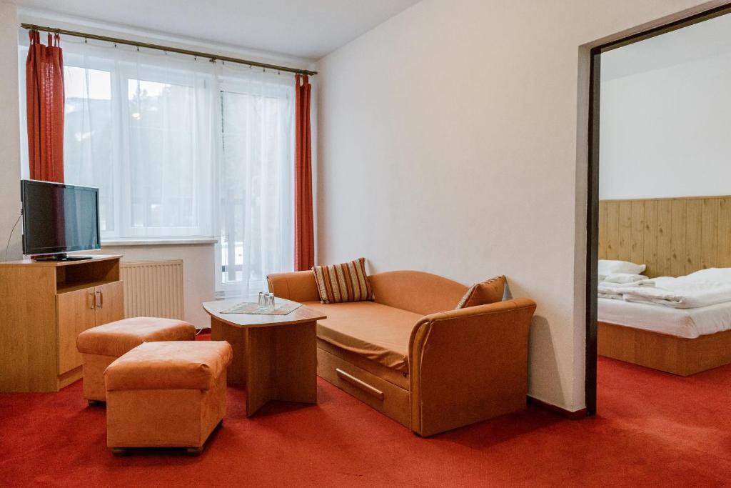 Televiisor ja/või meelelahutuskeskus majutusasutuses Hotel Tatrawest
