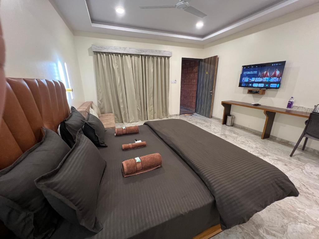 TV a/nebo společenská místnost v ubytování Sabas Tent & Cottages