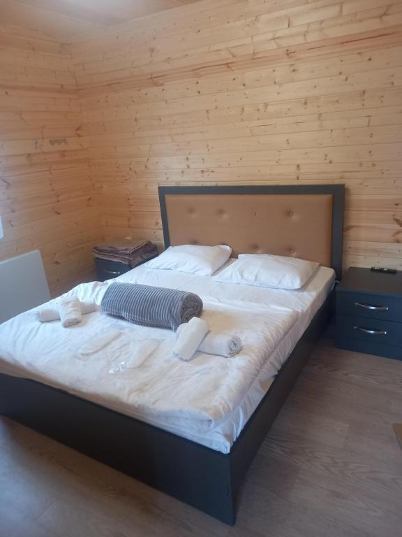 Postel nebo postele na pokoji v ubytování Пляжный дом