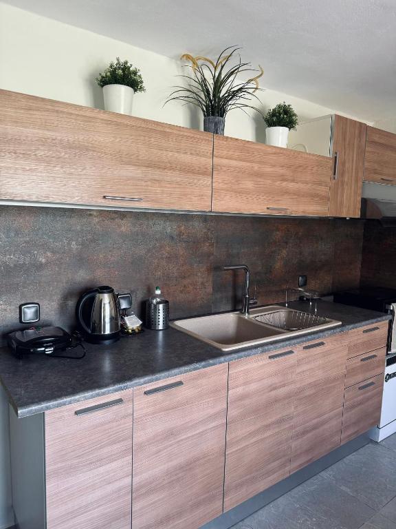 Kuchyň nebo kuchyňský kout v ubytování Moxy Paxos Apartments