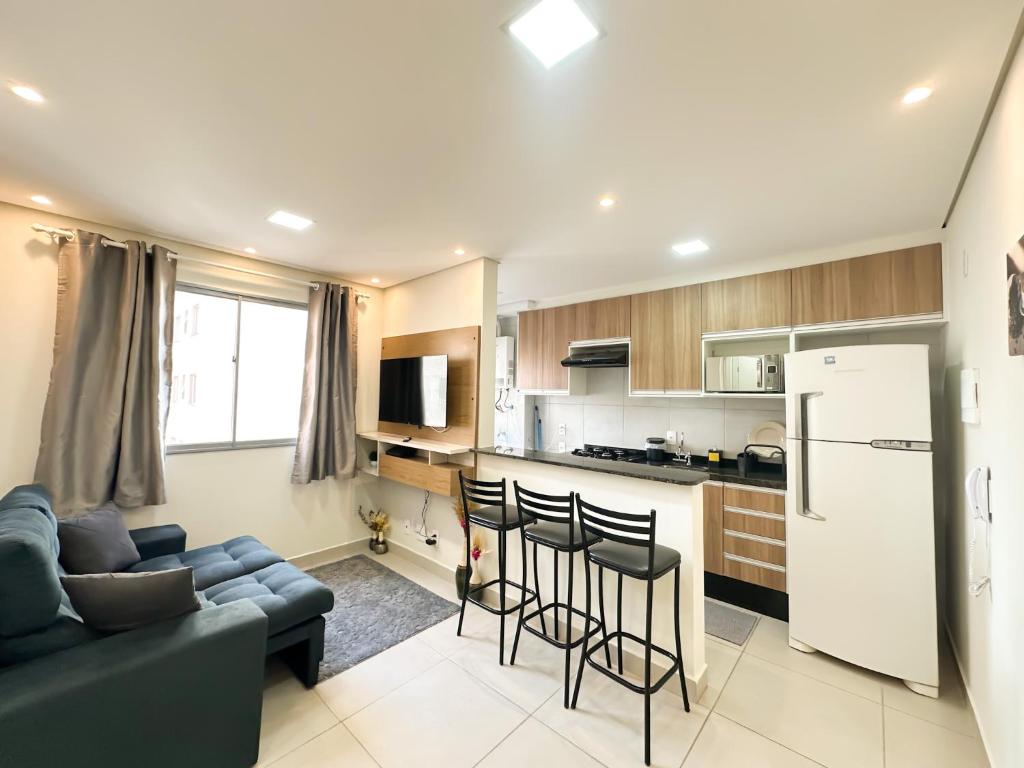 Η κουζίνα ή μικρή κουζίνα στο Apartamento moderno para até 4 pessoas Barra Funda