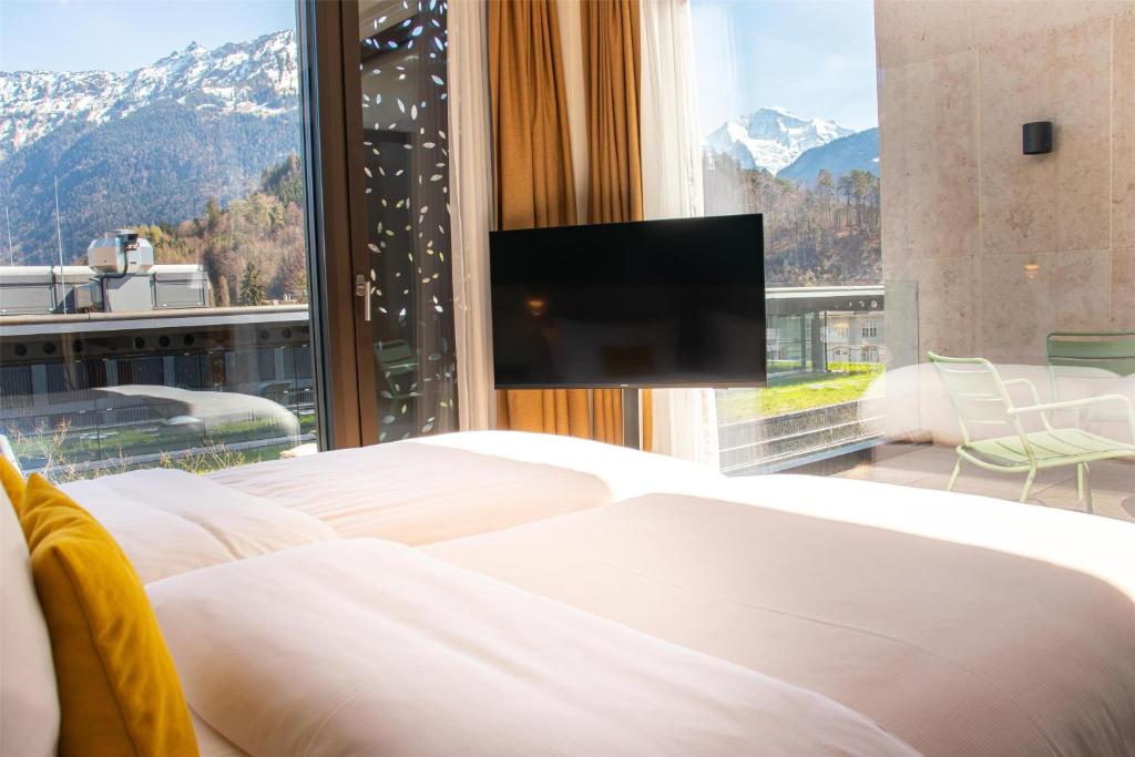 Ein allgemeiner Bergblick oder ein Berglick von des Hotels aus