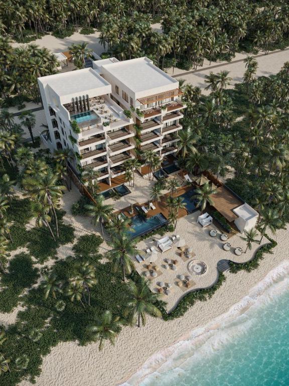 an aerial view of a resort on the beach at Aytana Luxury Living in Chuburná