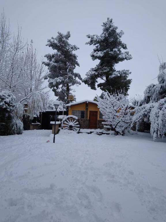 a house in a yard covered in snow at Anto'n casa de montaña in Potrerillos