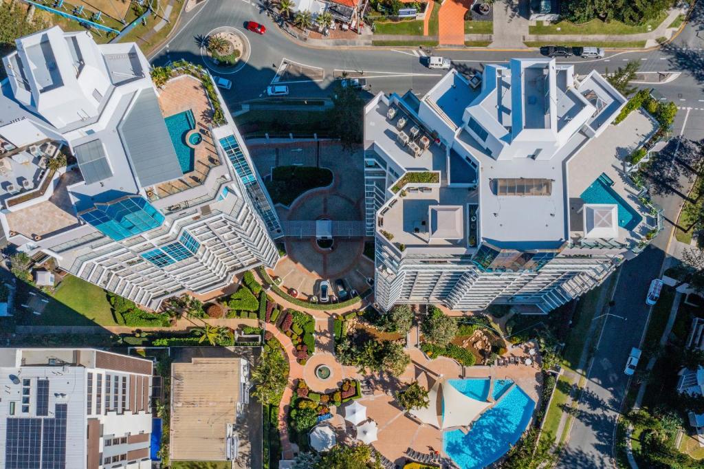 an overhead view of a city with buildings at Oceana On Broadbeach in Gold Coast