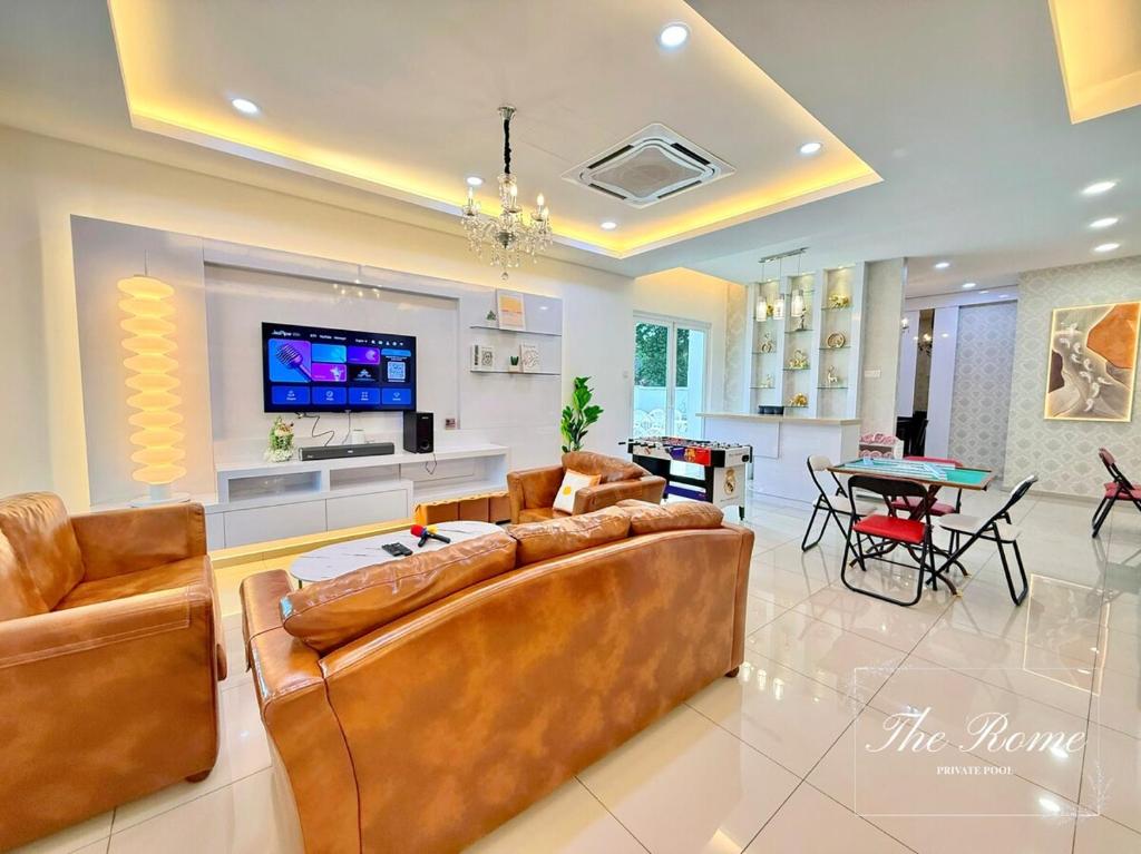 Χώρος καθιστικού στο TheRomePrivatePool12-16paxKaraoke