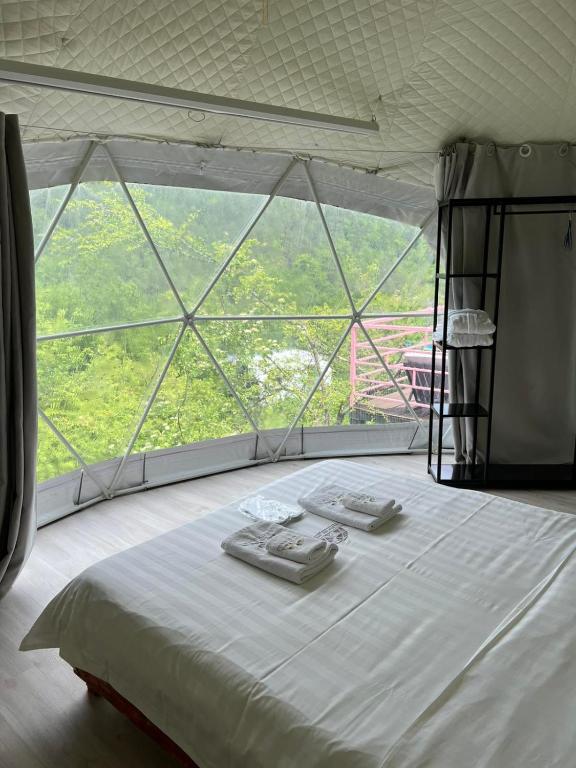 Postel nebo postele na pokoji v ubytování Glamping Georgia Krikhi
