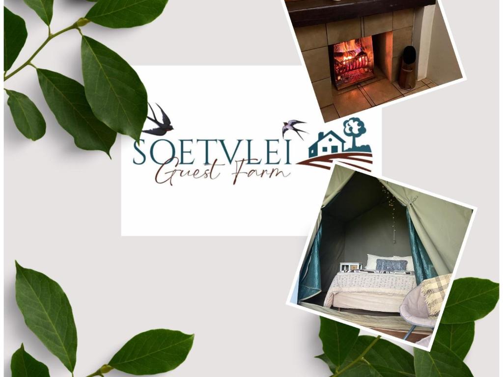 マガリスバーグにあるSoetvlei Tented Campのベッドと暖炉のあるテント
