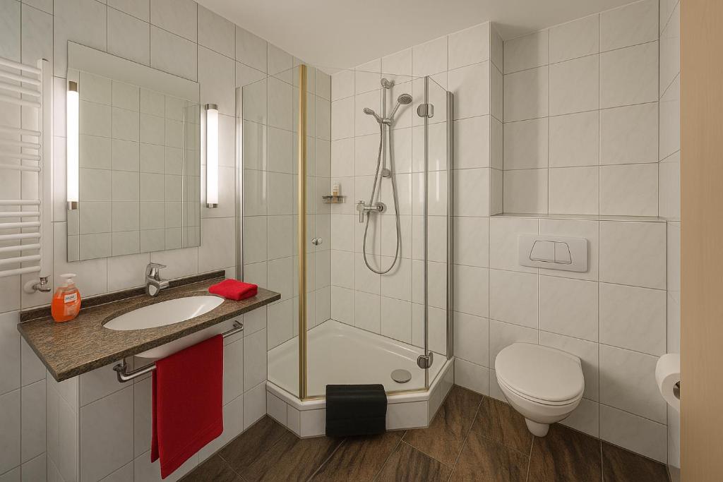 Koupelna v ubytování Fränkischer Hof Hotel Garni