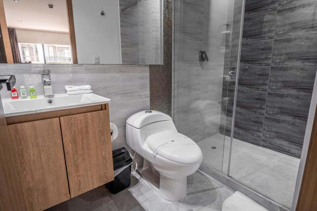 Koupelna v ubytování Hotel Plaza Doce