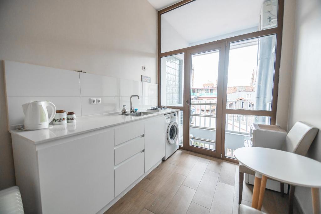 Kuchyň nebo kuchyňský kout v ubytování Hotel Mireosi