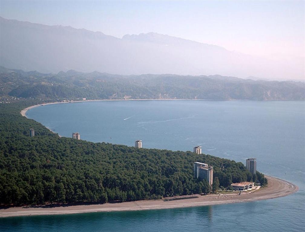 an island in the middle of a body of water at Elena Apartment in Pizunda