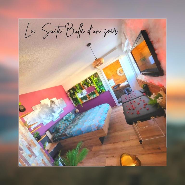 un salon avec un canapé et une chaise dans l'établissement Suite romantique avec SPA, à Perpignan