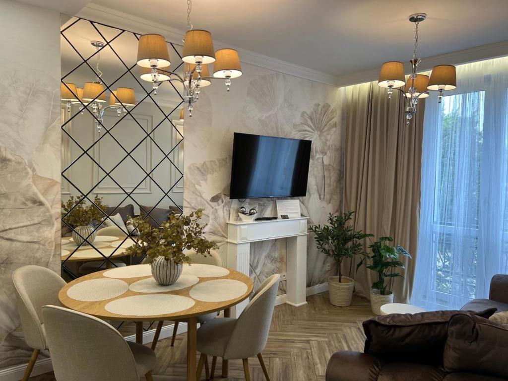 TV a/nebo společenská místnost v ubytování Family & Business Sauna Apartments Plac Wolności CENTRUM Downtow, - Piękny Apartament - 5 Bedroom with Private Sauna, Bath with Hydromassage, Parking, Catering Options