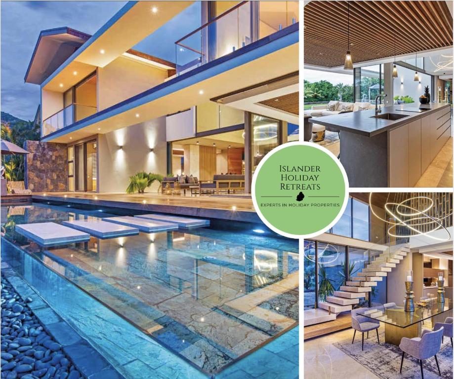 un collage de fotos de una casa con piscina en Villa One by IHR, en Rivière Noire