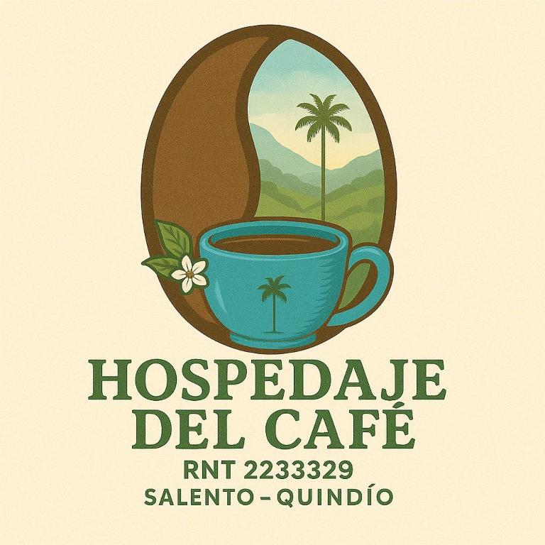 a logo for a hosipped del cafe with a cup of coffee at Hospedaje del Cafe Salento in Salento