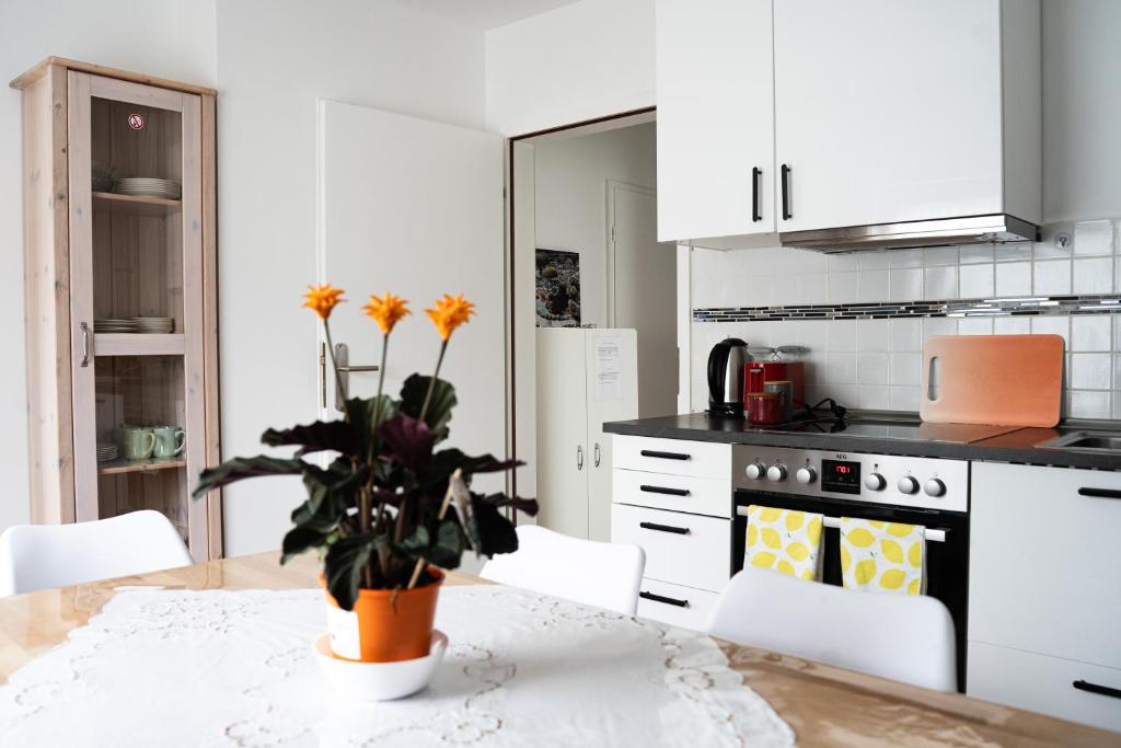 Η κουζίνα ή μικρή κουζίνα στο Ferienwohnung Horneburg