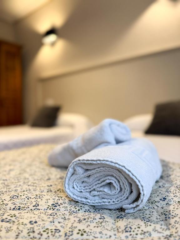 Cama o camas de una habitación en Hostería El Cruce
