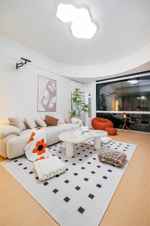 Posezení v ubytování Baihong Riverview aparment-Chongqing Jiefangbei