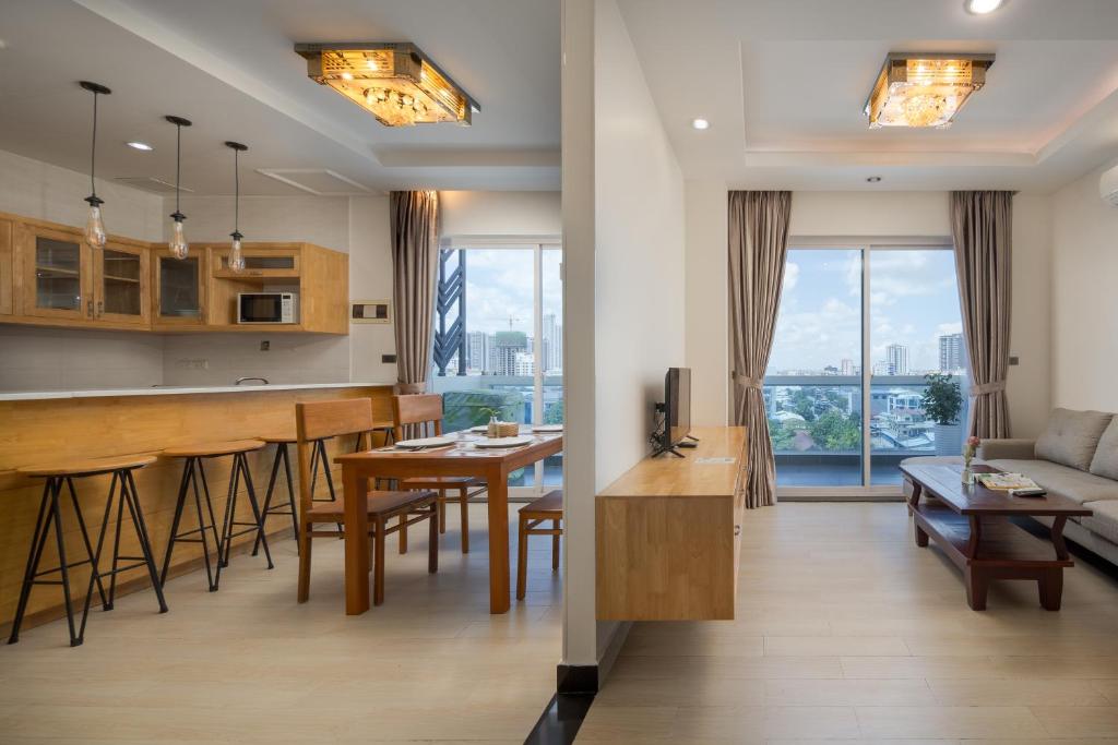 Kuchyň nebo kuchyňský kout v ubytování Amana Hotel & Residences