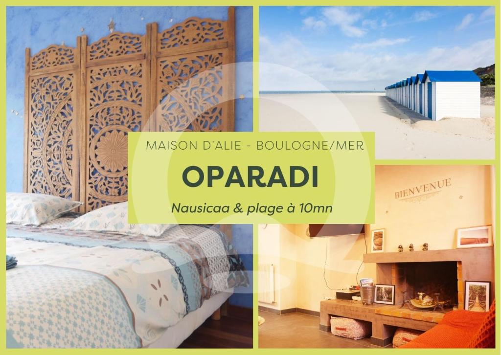 un collage de photos d'une chambre avec un lit dans l'établissement Oparadi 