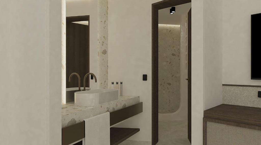 Koupelna v ubytování Athiri Santorini Hotel