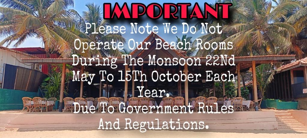 a flyer for an event on the beach at Dunhill Beach Resort in Agonda