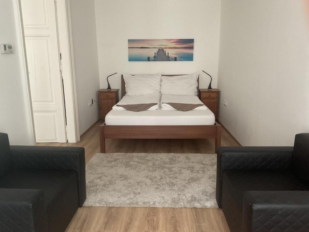 Posezení v ubytování Korvin One Apartman