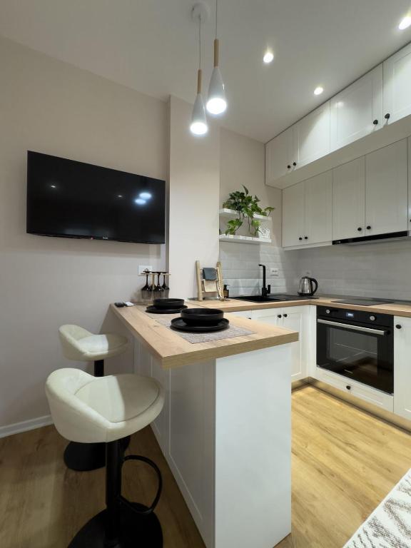 Kuchyň nebo kuchyňský kout v ubytování PAVÉ Apartment