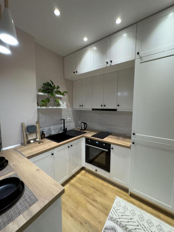 Kuchyň nebo kuchyňský kout v ubytování PAVÉ Apartment