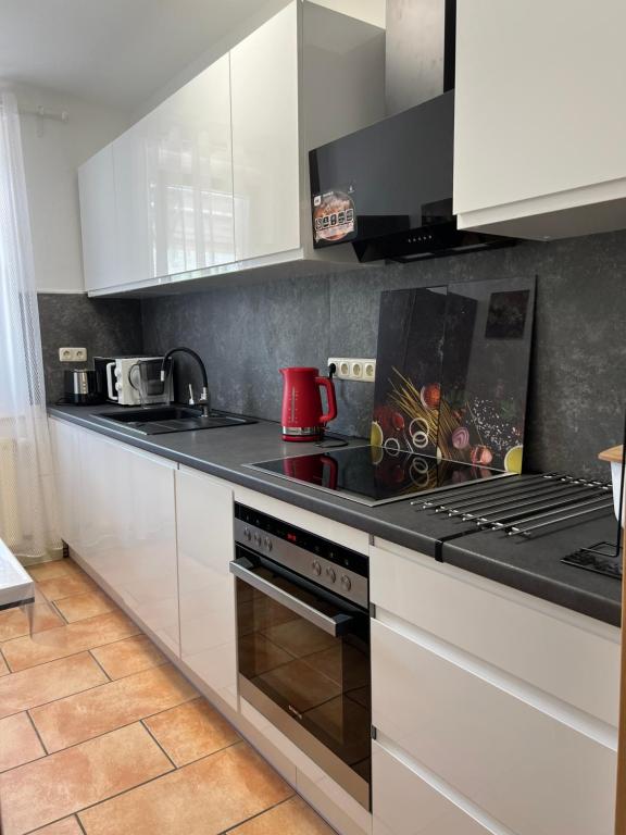 Kuchyň nebo kuchyňský kout v ubytování Modern & Comfortable Apartment Greifswald