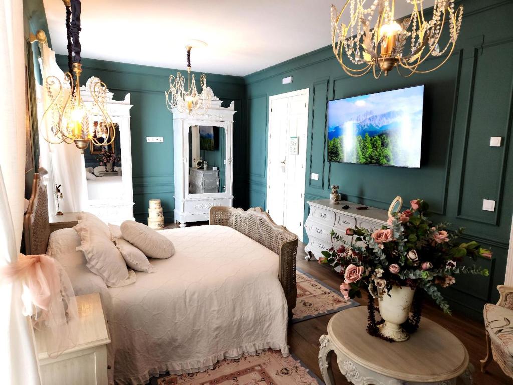 Un televizor și/sau centru de divertisment la Hotel Boutique iulia 5 Estrellas