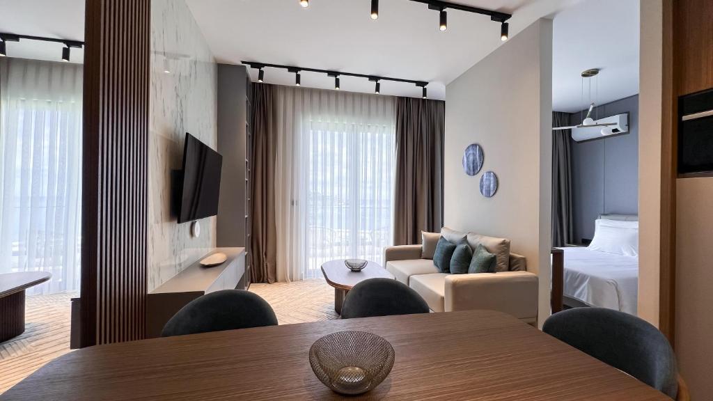 TV a/nebo společenská místnost v ubytování Apart hotel Emiia