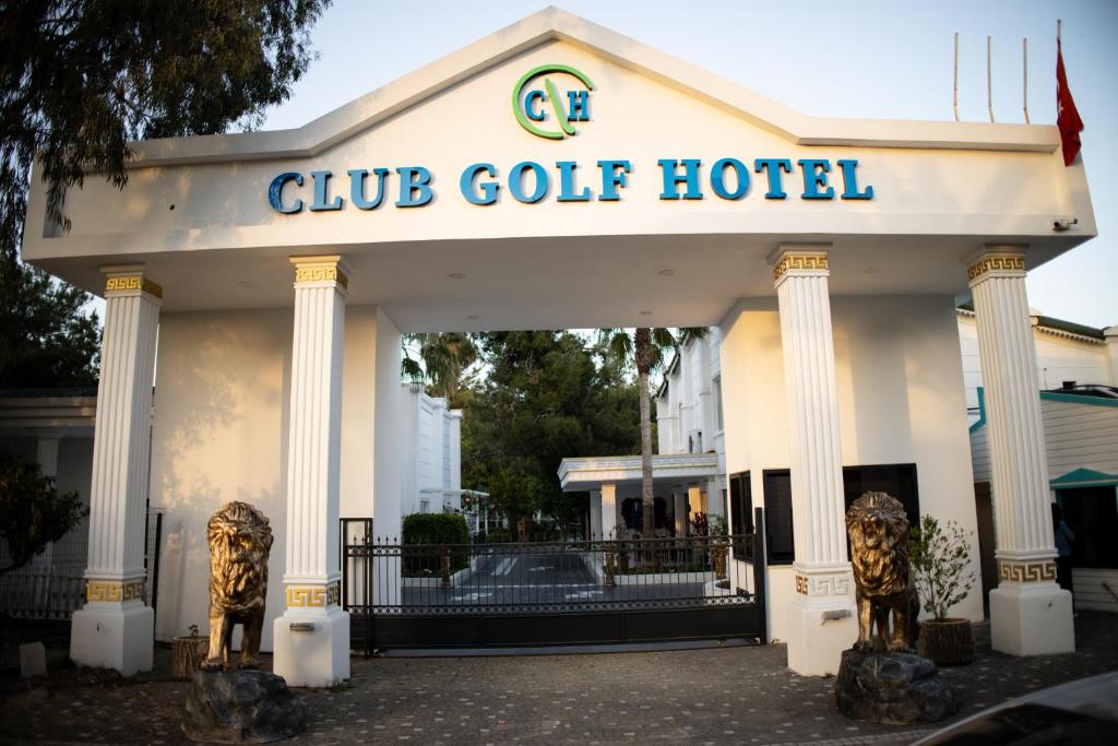 a building with a sign that reads club golf hotel at Club Golf Hotel All Inclusive in Side