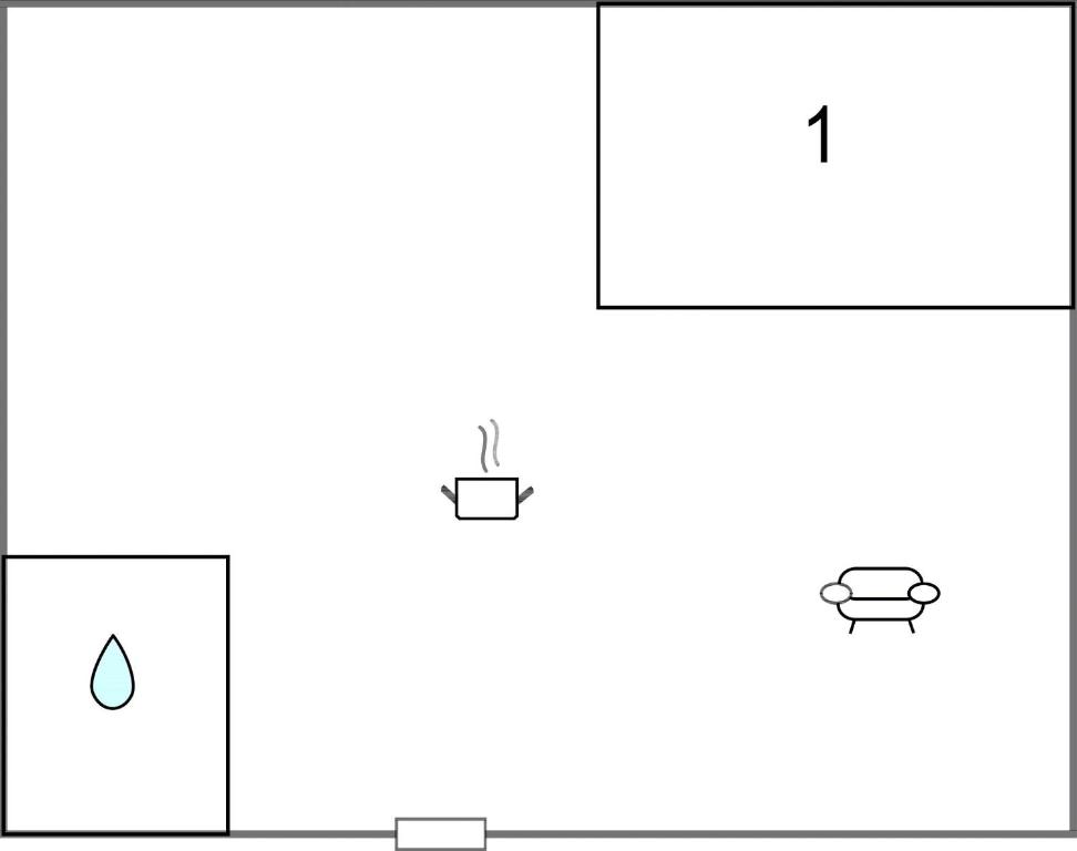 un schéma d'une cuisine avec trois appareils différents dans l'établissement Lovely Apartment In Saint-Jean-De-Monts, à Saint-Jean-de-Monts