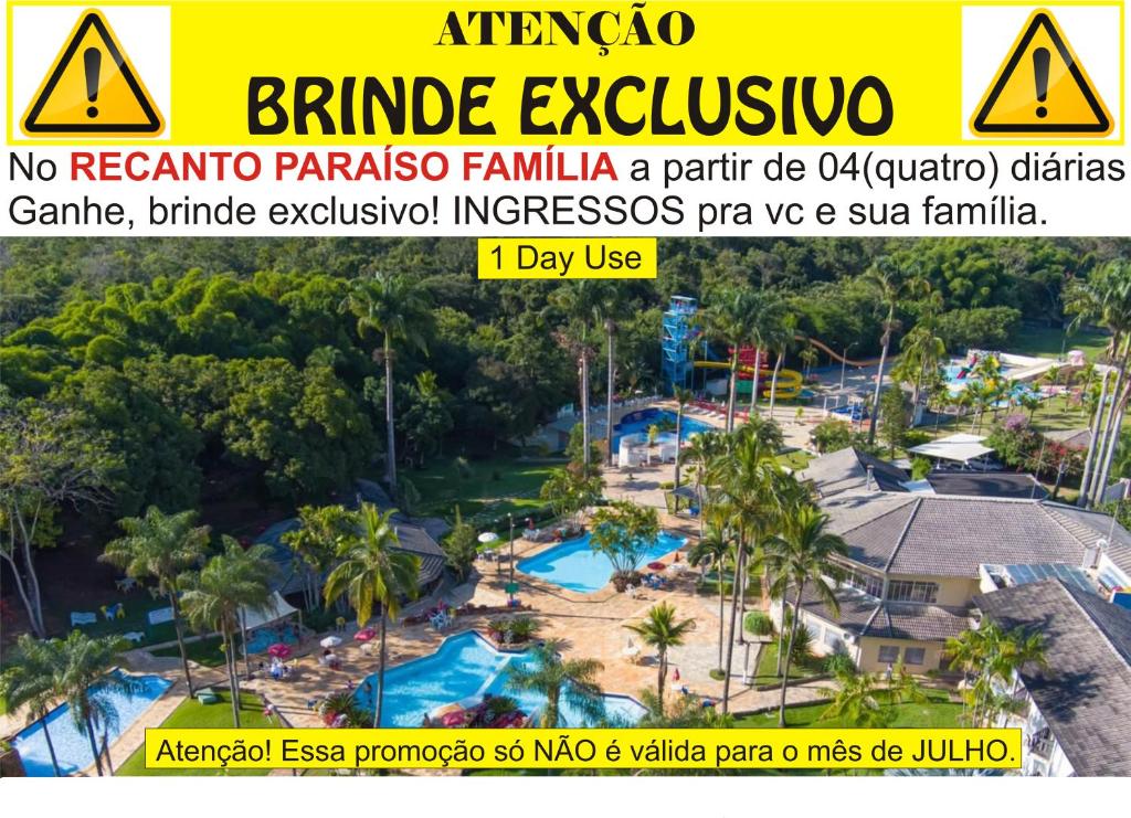 awarning sign for a park at a resort at Pousada Recanto Paraíso Família in Caldas Novas