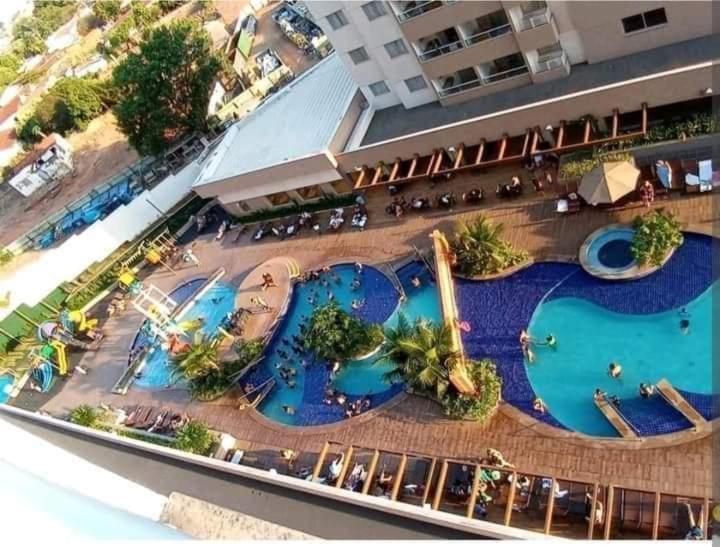 an overhead view of a pool at a resort at Olimpia Park Resort in Olímpia